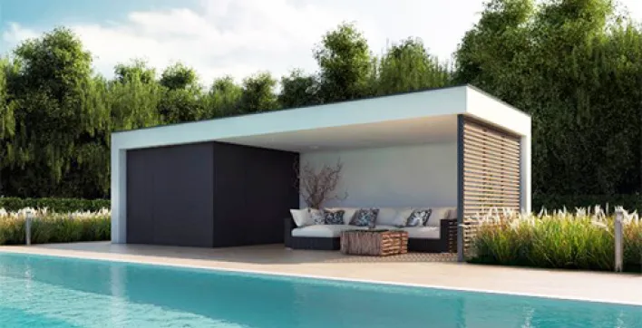 Un poolhouse vraiment contemporain installé en une journée au bord de votre piscine !