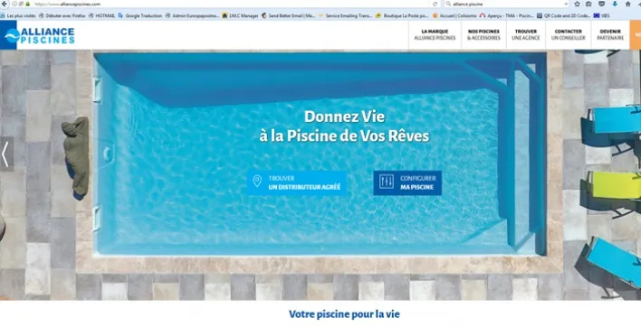 Alliance Piscines, fabricant français de piscine coque polyester refond son site web.