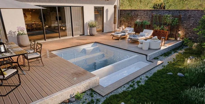 Piscines Ibiza présente Aquaviva Horizon, sa nouvelle piscine coque carrée à débordement