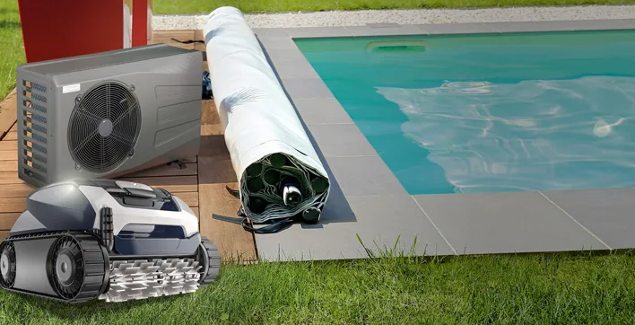 Promo piscine : Le pack bâche, robot et PAC de Génération Piscine