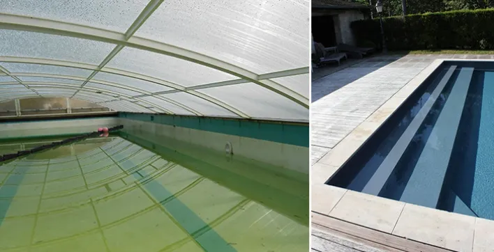 Rénovation de piscine : un exemple avant/après