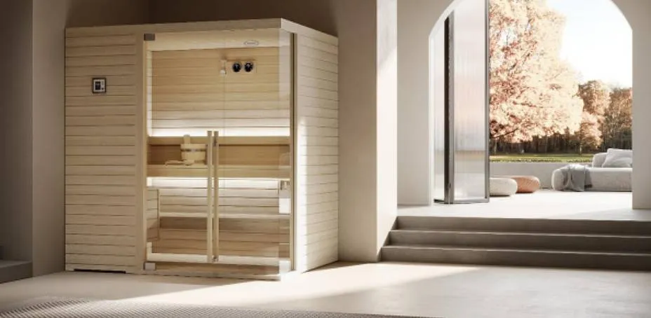 Un sauna de la marque Jacuzzi issu de la collection Wood