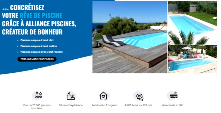 Le nouveau site web dAlliance Piscines, spécialiste de la piscine coque