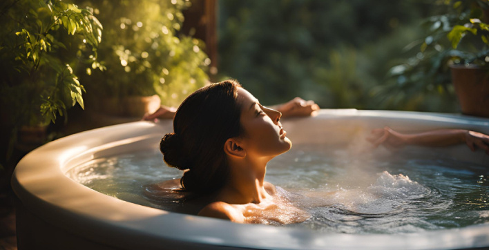 Une jeune femme se détend dans un spa