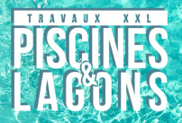 Le logo de l'émission Piscines et lagons travaux XXL mettant en scène les équipes de Diffazur Piscines